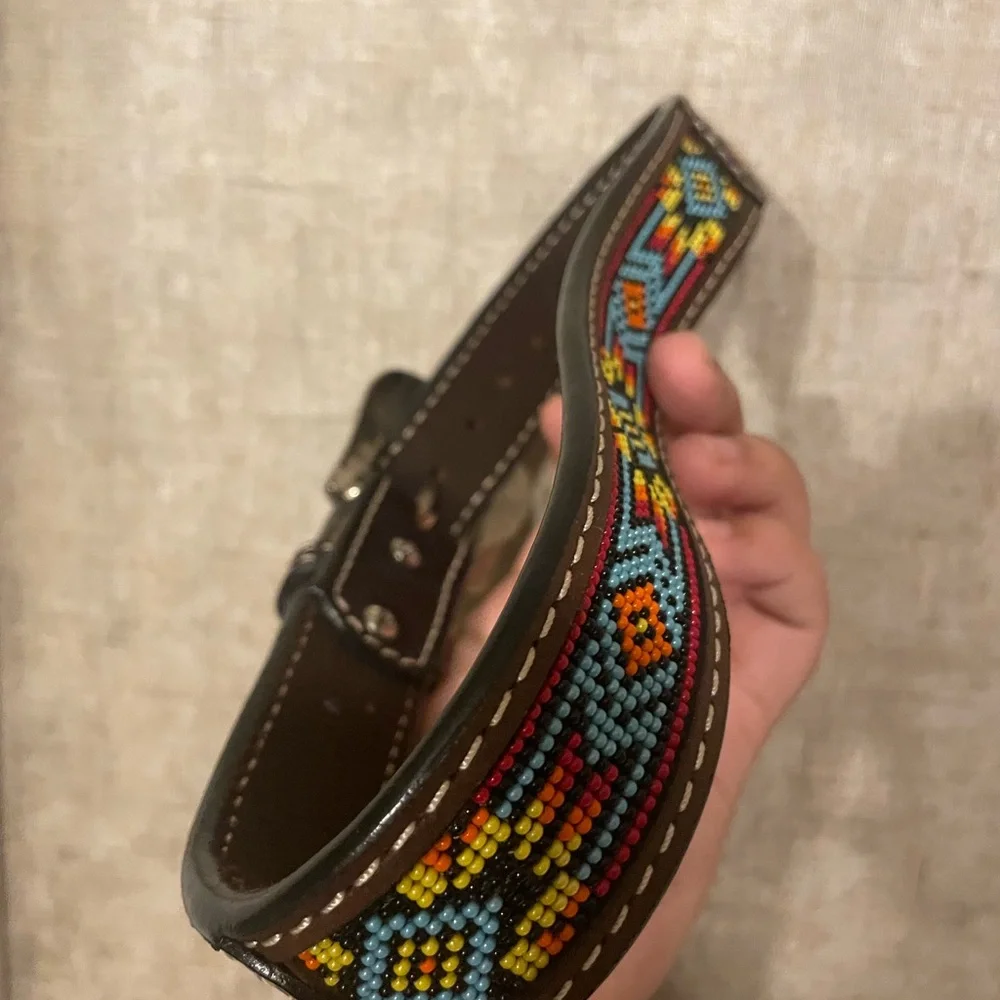 Brown Leather Embossed Belt